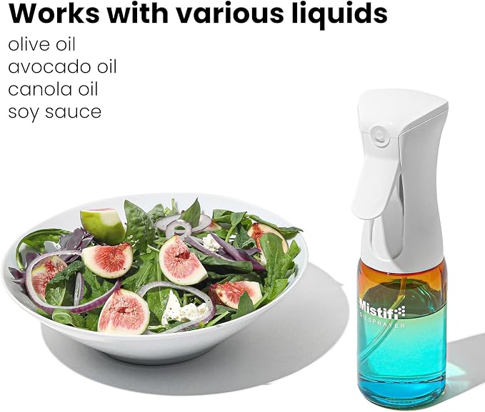 Oil Sprayer 150ml glass bottle. Upgraded Version.Fine Mist Spray Bottle for Air Fryer, Olive Oil, Avocado Oil, Healthy Nonstick Frying, Commercial & Home Kitchen Use (PS635)