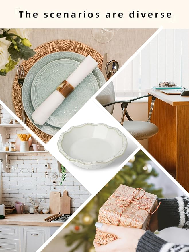 Ceramic Mini Pie Pans Set of 4, 5.8 Inch Pie Plates (Vintage White) | Even Heat Distribution, Perfect Individual Servings, Easy Release, Durable Design, Oven Safe, Dishwasher Safe