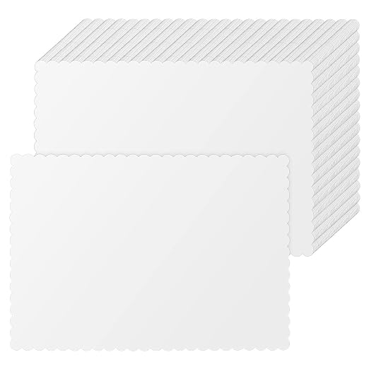 500 Pcs White White Disposable Paper Placemats Bulk Scalloped Edge 14.6 x 10.2 Inches Blank Paper Place Mats Bulk Party Blank Table Mat for Adults Holiday Dinning Table Decor