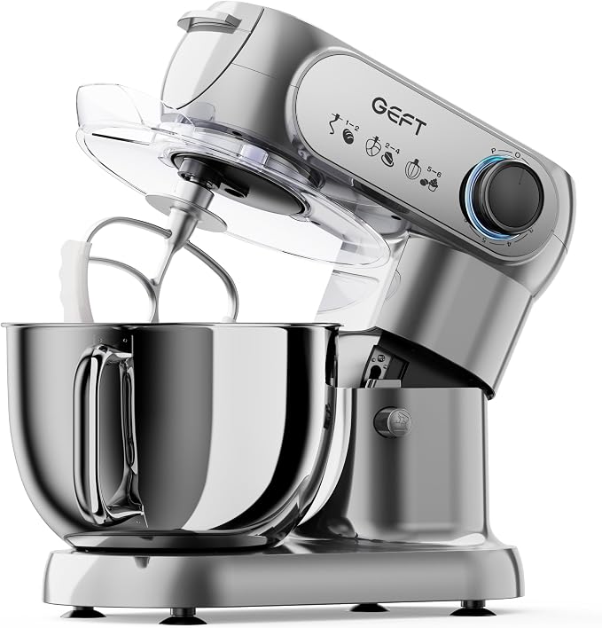 Stand Mixer, 3.5QT&6QT Bowls Mixers Kitchen Electric Stand Mixer Gray | 600W Tilt-Head Kitchen Mixer with Stainless Steel Bowl, Dishwasher-Safe Dough Hook, Flat Beater, Wire Whisk, Splash Guard