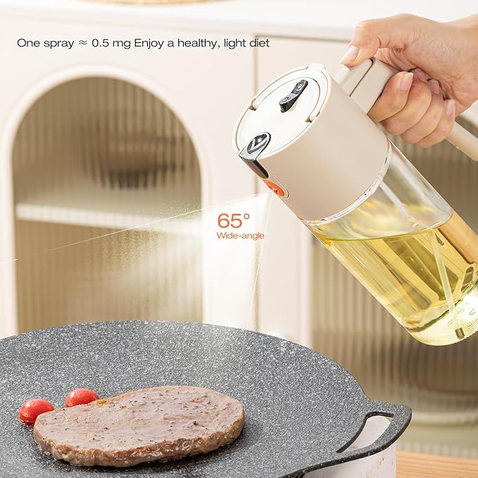 Large Advanced Olive Oil Sprayer for Cooking,2 in 1 Oil Dispenser for Kitchen Gadgets,600ml/20oz Oil Spray Bottle for Kitchen,Air Fryer,Salad,BBQ Refillable Oil SprayBottle with Fine Mist
