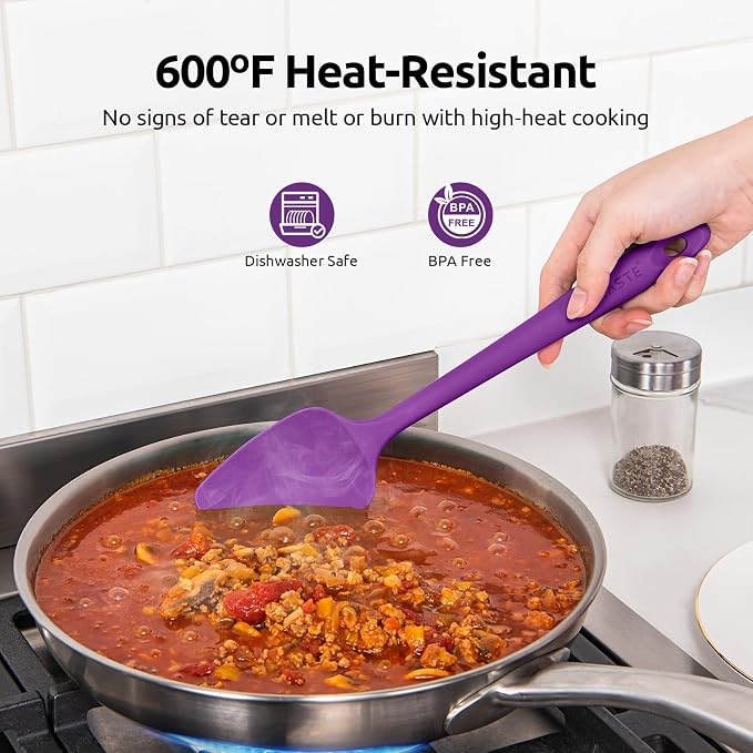 U-Taste Silicone Spatula Set 600°F High Heat Resistant, 4-Pcs, Colorful | Food Grade Hot-Proof Seamless Rubber Scraper, Kitchen Flexible Silicon Cooking Utensil Set, Diswasher Safe Baking Supplies