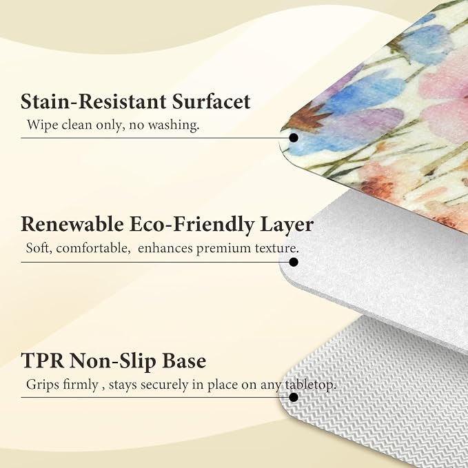 Vinyl Placemats Set of 6-12x17 Inch - Heat Resistant Washable Place Mats Waterproof Non-Slip Wipeable Table Mats for Dining Table Decor, Indoor/Outdoor Plastic Mat