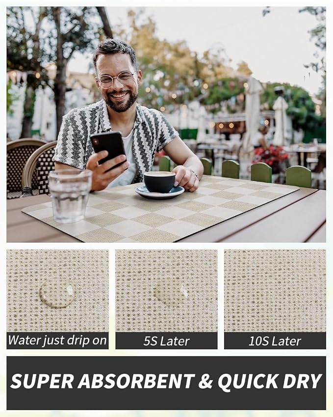 AMOAMI Dish Drying Mat for Kitchen Counter-Coffee Mat Bar Accessories, Hide Stain, Rubber Backed, Absorbent, Fit Under Coffee Maker, Espresso Machine, Pot, Dish Rack,(16X24,Buffalo Beige)