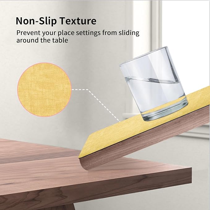 Maxpearl Faux Leather Placemats Set of 6, Easy to Clean, Light Yellow | Waterproof - Heat Resistant - Non Slip - Wipe Clean Dining Table Place Mats, Suitable for Indoor & Outdoor Use, 17''×12''