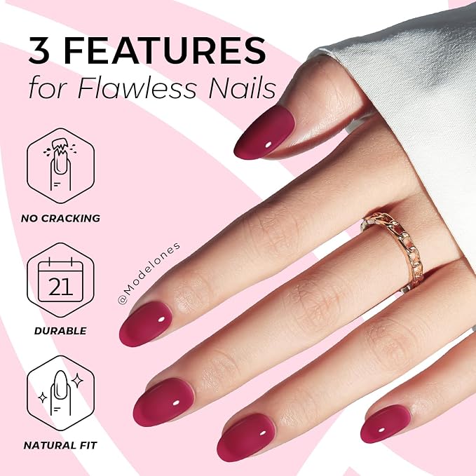 modelones Sheer Purple Short Press on Nails, Oval Fake Nails Kit | Semi-Transparent Press Ons with Nail Glue, Adhesive Tabs, Nail File, Prep Pad, Manicure Stick, 32Pcs 16 Sizes, Women Gift
