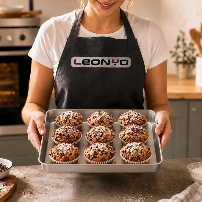 Leonyo 4 Pcs Bakeware Cake Pan for Baking, 9.3x7 Inch Lasagna Pan, 2" Deep | For Commercial Kitchen, Focaccia Bread, Casserole Dish, Oven Safe & Stainless Steel