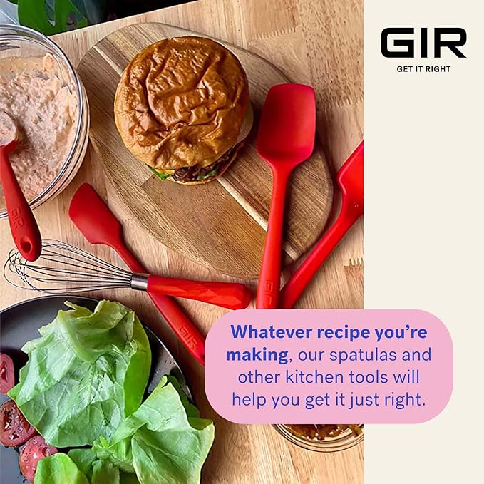 GIR: Get It Right Silicone Kitchen Spatula - Non-toxic Cooking Utensils for Nonstick Cookware, Cooking and Baking, Skinny - 11IN - Red