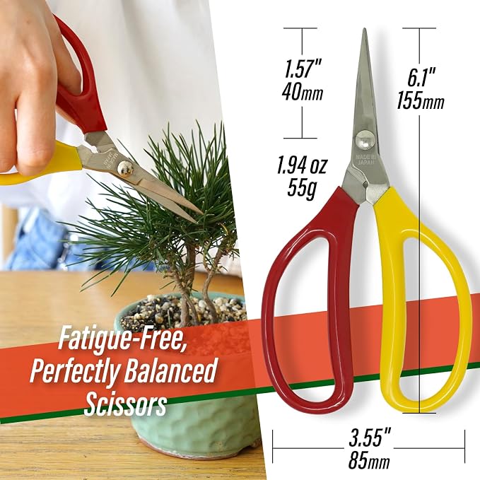 SUIZAN Trimming Scissors 6" - Japanese Garden Plant Herb Buds Flower Shears | Professional Snips for Precise Pruning Vegetables Harvest Deadheading Indoor Hydroponics Bonsai Sharp Blades Gardening Tools