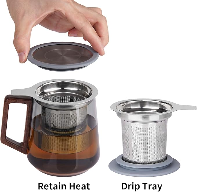 Vaincre Stainless Steel Extra Fine Mesh Tea Infuser | Large Capacity Basket with Lid, Loose Leaf Tea Strainer & Steeper, Fits Teapots, Mugs & Cups