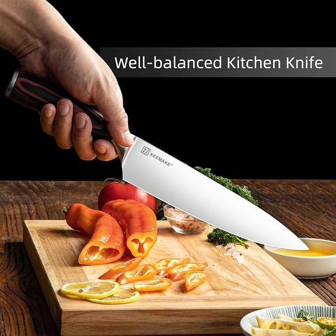 Kitchen Knife Set of 5, Professional Razor Sharp Chef Knife Set | High Carbon Stainless Steel Knives with Ergonomic Pakkawood Handle for Home Cooking