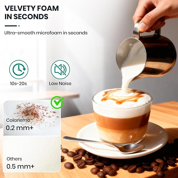 Colarlemo Milk Frother Handheld Rechargeable with Stand, Frother Wand Drink Mixer Electric Whisk for Coffee, Detachable With 3 Stainless Whisks, Hand Mixer for Lattes, Cappuccino, Matcha, Egg, Beige