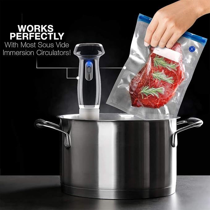 VICARKO 30 PCS Vacuum Zipper Bags Vacuum Sealer Bags 1.4L, 8.5 x 8.5" | Food Storage, Reusable Bags for Sous Vide Cooker, Double Layers, BPA Free, Meal Prep and Sous Vide Cooking, Microwave Heating