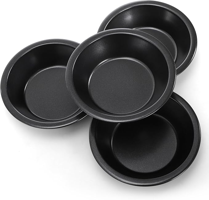 10 Pieces Mini Pie Pans, 5 Inch Individual Small Round Cake Pan, Reusable Nonstick Carbon Steel Pie Tins for Oven and Instant Pot Baking Chicken Pot Pies, Quiches, Fruit Pies
