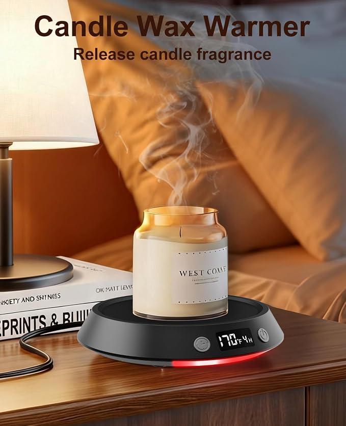 Kepwam Mug Warmer for Desk, Coffee Warmer with 3 Temp Settings & 2-9H Timer | 50W Fast Heating Beverage, LED Digital Display, Works for Coffee Mugs & Candle Jars, Multifunctional Gift fo Home & Office