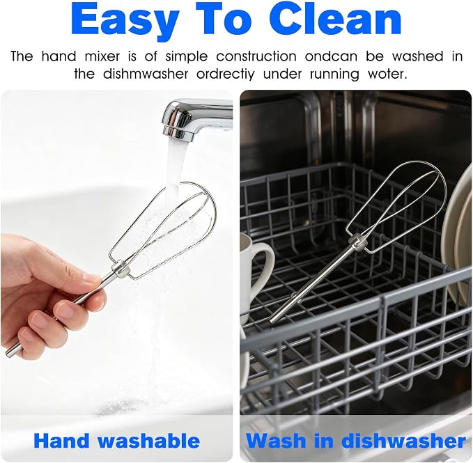 W10490648 Hand Mixer Beaters for KitchenAid, Stainless Steel Turbo Beaters, 2 Pack | Compatible with KitchenAid Mixer Replacement KHM2B AP5644233 PS4082859 Parts