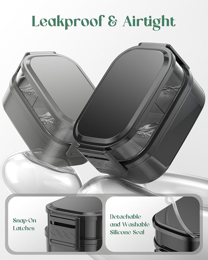 Bento Lunch Box, 65 oz 3-Tier Stackable Lunch Container, Adjustable 2/3 Tier Design, BPA-Free Food-Grade Plastic, Leakproof, Microwave & Dishwasher Safe, Black