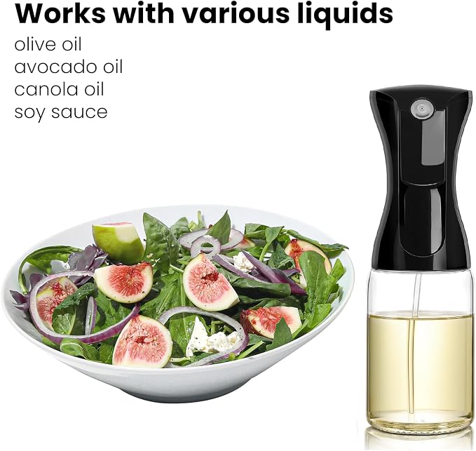 oil spray 200ml PET bottle/150ml Glass. Fine Mist Spray Bottle for Air Fryer, Olive Oil, Healthy Nonstick Frying, Commercial & Home Kitchen Use (886887)