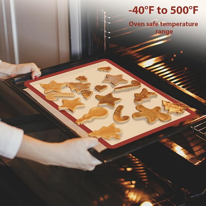 Silicone Baking Mat Set of 6, Nonstick & Reusable | Baking Sheets for Pastries, Macarons, Cookies, Pizza, Heat Resistant Multi Pack Sets for Pastries, Macarons, Cookies, Pizza