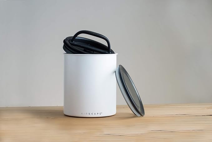AirScape by Planetary Design | 2.2 lbs Coffee Storage | Matte White | Plunger Lid Removes Excess Oxygen - DON'T buy airtight, BUY AIR-LESS - Holds 2.2 lbs Coffee Beans - (Matte White)