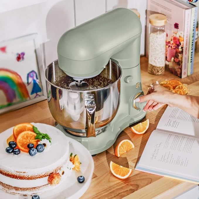 5.3 Qt Stand Mixer, 300W Electric Kitchen Mixer with 12 Speeds, Tilt Head Design, Stainless Steel Bowl, Dough Hook Whisk Beater Splash Guard (Sage Green)