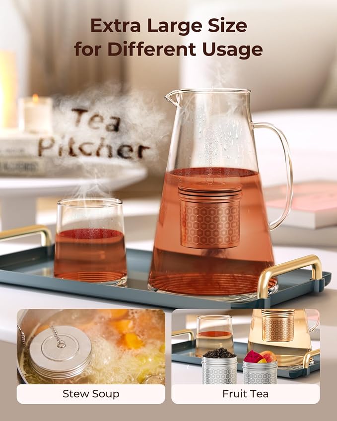 2 Pack Extra Large Tea Infuser for Loose Leaf Tea & Spice Ball | 304 Stainless Steel Tea Strainer Fine Mesh Large Tea Ball 3.2” x 3” Loose Leaf Tea Steeper for Teapot Pitcher Kettle
