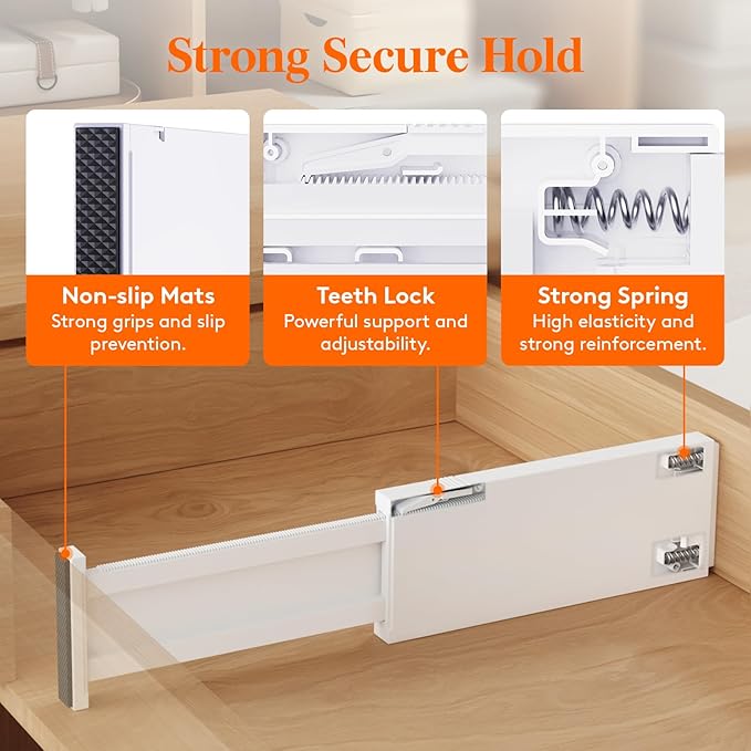 Lifewit 4" High Upgrade Drawer Divider, Adjustable Drawer Organizer Clothes | 13.5"-22" Expandable Plastic Drawer Separator for Dresser, Kitchen, Closet, Nursery, Office Organization & Storage, 12 Pack