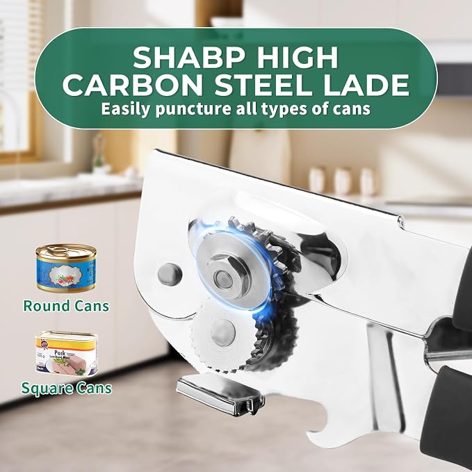 Commercial Can Opener Manual Heavy Duty for Seniors for Kitchen | Stainless Steel Hand Crank Can Opener Smooth Edge Can Opener for Restaurant for Big Cans for Arthritics