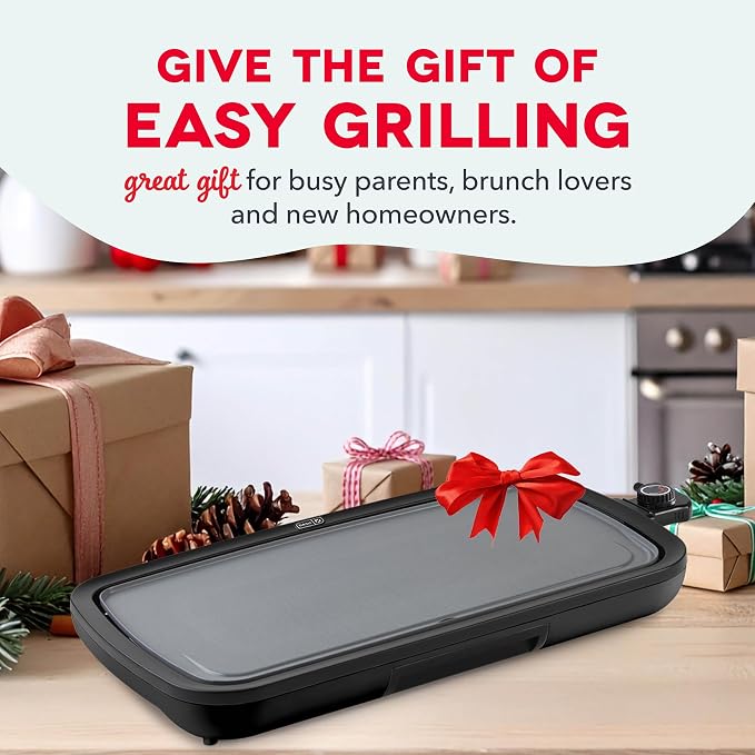 Dash Deluxe Everyday Electric Griddle, Removable Nonstick Plate, Red | Flat Top Grill with Drip Tray, Temperature Control, Large 20-Inch Cooking Surface for Pancakes, Eggs, Burgers, & Bacon