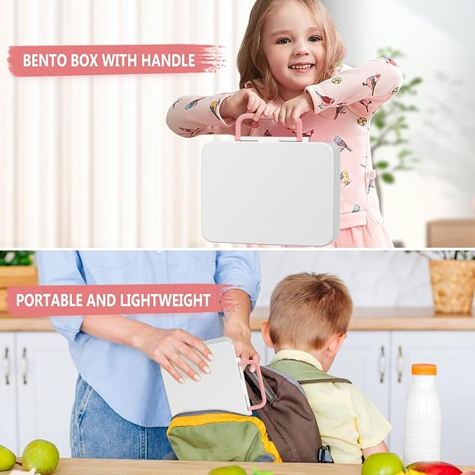 JOOPETALK Chill Bento Lunch Box for Kids Adult with Ice Pack,6-Compartment Reusable Leak-proof Lunch Container for Girls Boys to School,Keep Food Cold&Fresh,Dishwasher & Freezer Safe