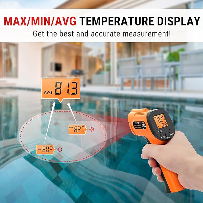 TempPro TempScan Infrared Thermometer Gun for Pizza Oven Griddle HVAC | Temperature Gun with Adjustable Emissivity, Infrared Thermometer for Cooking, Temp Gun with -58~1022°F (Previously ThermoPro)