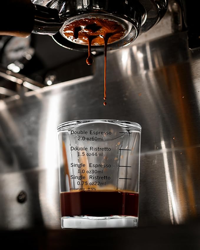Shot Glass Measuring Cup Set, 2 Pack 2 Oz Square Espresso Glasses (Black) | Square glass measuring cups feature oz, ml, tsp and tbsp markings for espresso, liquor, medicine, desserts and recipes