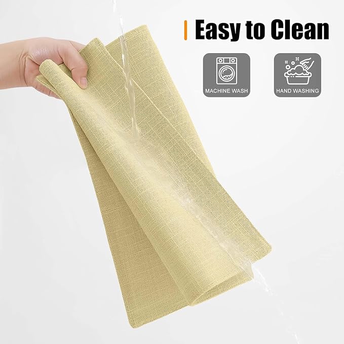 Homaxy Cloths Placemats for Dining Table Set of 6, 13" x 19", Lemon Yellow | Heat Resistant, Washable, Cotton Linen Blend Table Mats, Easy to Clean Place Mats, Indoor Outdoor