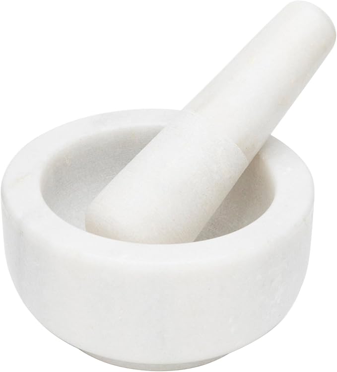 Fox Run Mortar and Pestle, Marble, White , 4.75"