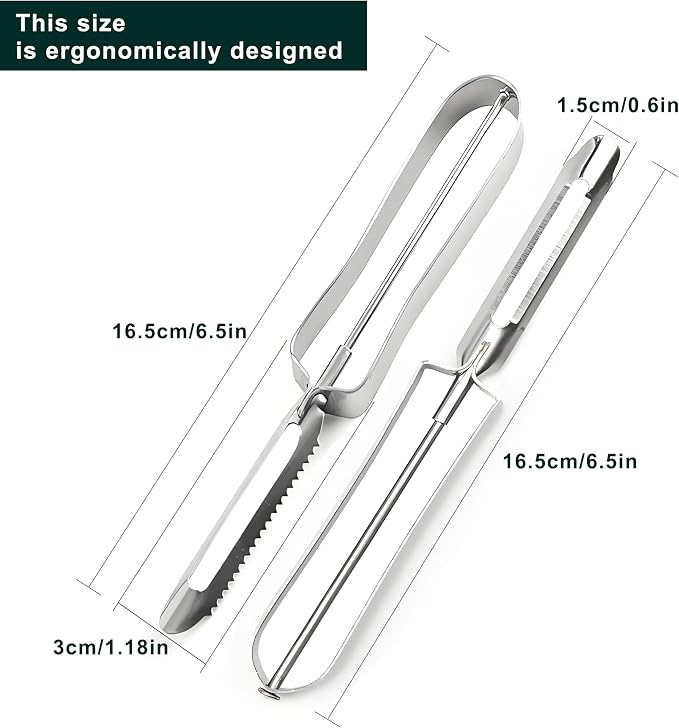 Potato Peelers for Kitchen, 2 Pcs, Just Like Mom's old steel Peeler | for Swivel,Metal,Original,Vegetable,Carrot,left and right handed