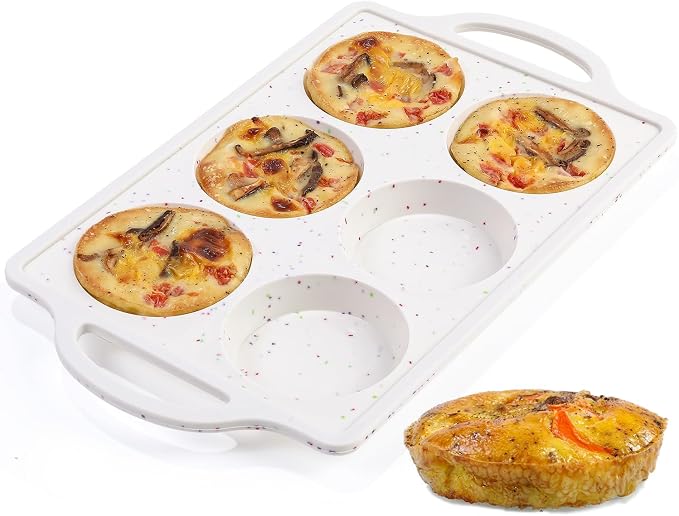 CAKETIME Muffin Top Pan, 3 Inch Metal Reinforced Frame Silicone Egg Mold for Breakfast Sandwiches Non Stick Round Silicone Egg Pan for Baking English Muffins, Whoopie Pies, Corn Bread, Tarts Confetti