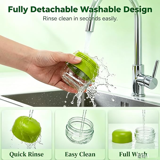 Garlic Crusher and Mincer,Garlic Press and Chopper with Container, Stainless Steel Blade Garlic Slicer, Manual Garlic Cutter for Kitchen Cooking and Food Prep -green