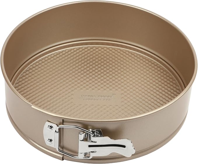 David Burke 9" Springform Pan – Carbon Steel Cheesecake Mold with Removable Bottom, Oven Safe, PFTE & PFOA Free – Bronze