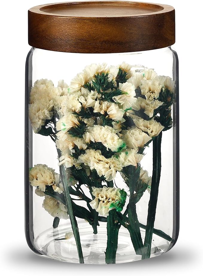 Glass Spice Jar Coffee Sugar Container Airtight Glass Jar Food Storage Canisters Bottle for Kitchen Seasoning Tea Herb Overnight Oats Bar Parfait Snacks (900ml/30oz-1Pcs)