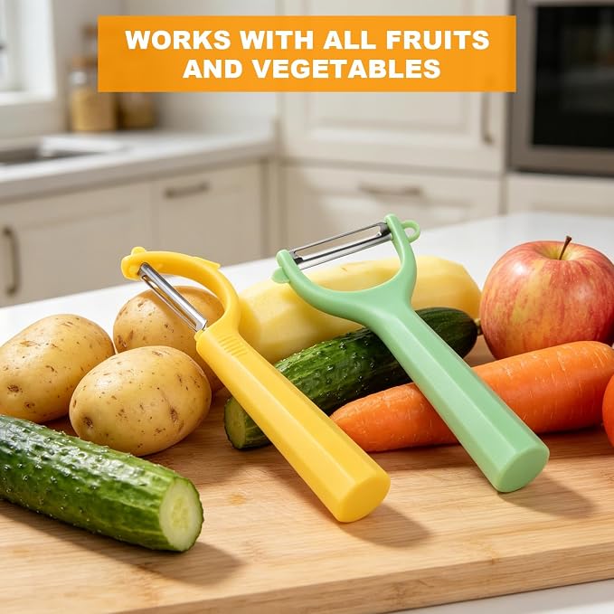 2PCS Vegetable Fruit Peeler & Y Potato Peeler | Ultra-Sharp Stainless Steel Blade Non-Slip Handle, Multifunctional Potato Peeler for Kitchen Perfect for Veggie,Carrot, Apple