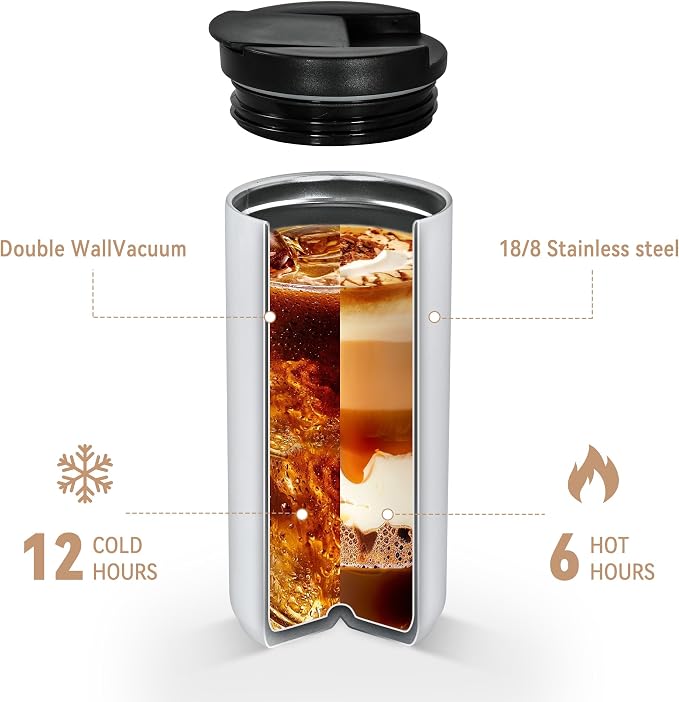 Insulated Coffee Mug 17oz,Travel Coffee Tumbler,Vacuum Insulated Coffee Mug with Leak Proof Screw Lid Coffee Cup for Men and Women for Hot & Cold Drinks