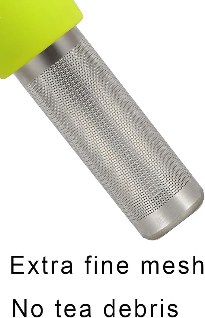 Stainless Steel Tea Infuser Steeper for Loose Tea Extra Fine Mesh Green | Stainless Steel Fun Person-shaped Design Tea Strainer Filter with Silicone Handle for Loose Tea Ball for Cup Mug
