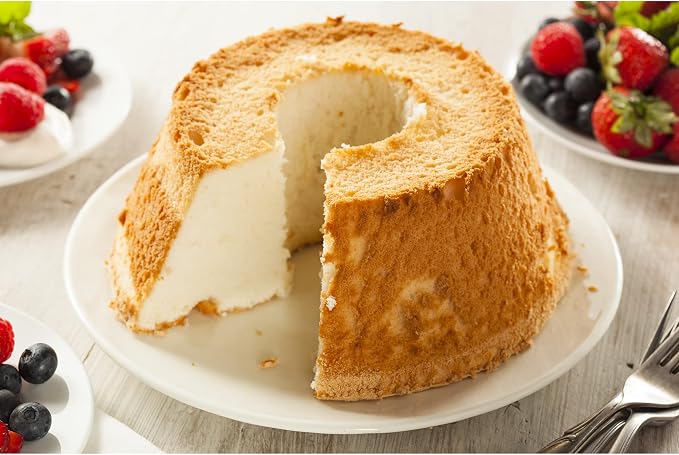 Fox Run Angel Food Cake Pan, Removable Bottom Aluminum 9.75" Reinforced Pan | Bake Bundt Cakes & Angel Food Cakes | Tube Cake Pan With Cooling Feet | Consistent Results | Kitchen Essential Baking Pan