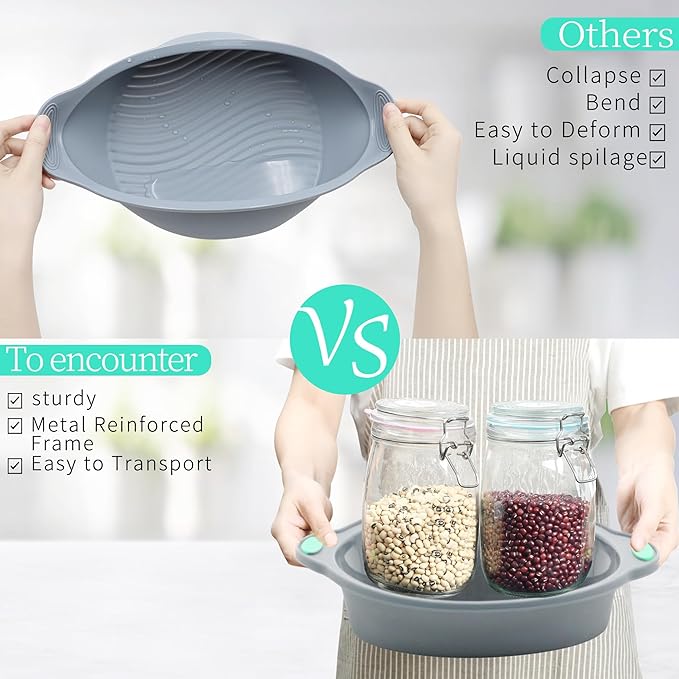 9 Inch Silicone Round Cake Pans, 2 Pack Nonstick Silicone Baking Pans Set, Food Grade Cake Molds, with Metal Reinforced Frame More Strength