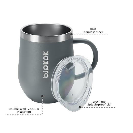 BJPKPK 2PCS Insulated Coffee Mug with Lid, 12oz Stainless Steel Tumbler | Travel Coffee Mug with Handle, Vacuum Insulated Tumbler Cup for Camping, Office, Home, BPA Free Lid, Hot & Cold