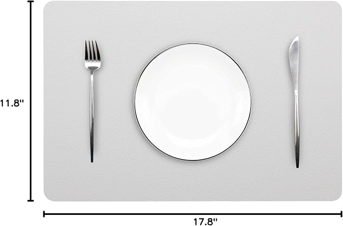 Wipeable Placemats Leather Table Mats Waterproof Heat-Resistant Easy to Clean for Dining Table Set Kitchen Table (6, Slate Grey)