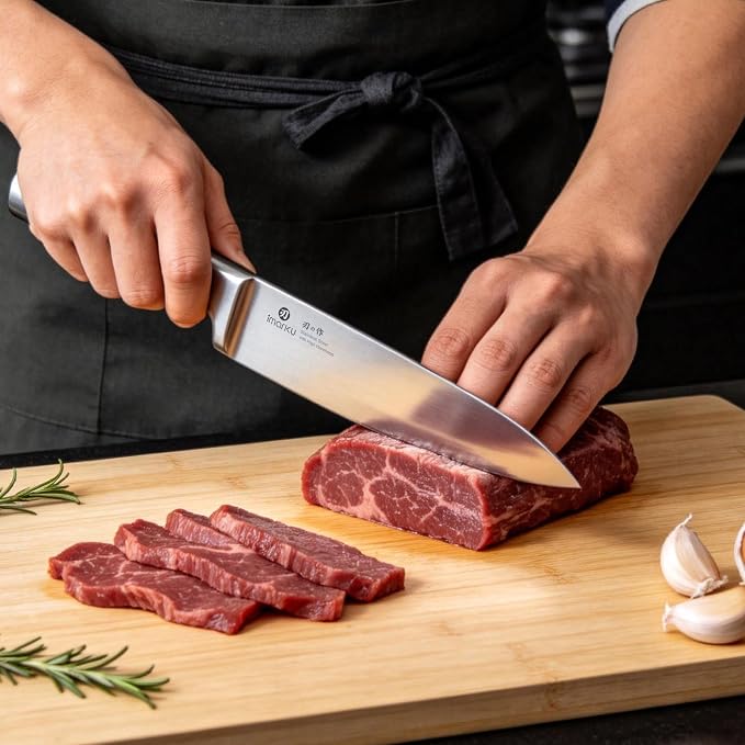 imarku 15-Piece Knife Block Set Built-in Sharpener, Japanese High Carbon Stainless Steel Kitchen Knife Set, Dishwasher Safe, Chef Knife Set with Wooden Knife Block, Santoku Knives for Kitchen Cooking | Japanese High Carbon Stainless Steel Kitchen Knife...