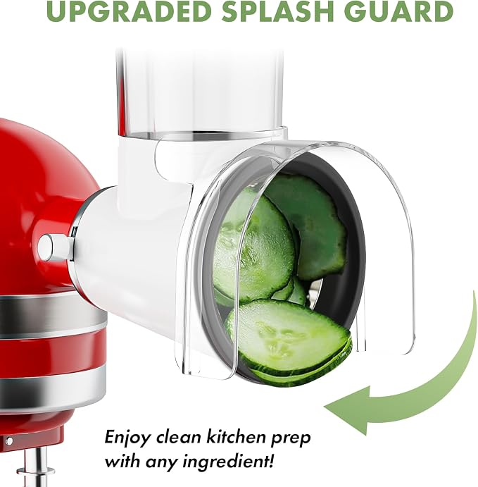 COFUN Cheese Grater Attachment for KitchenAid, Large Cheese Grater | 3-inch Feed Chute and Splash-Proof Barrier, Cheese Shredder, For Kitchen Aid Accessories and Attachments, Dishwasher Safe
