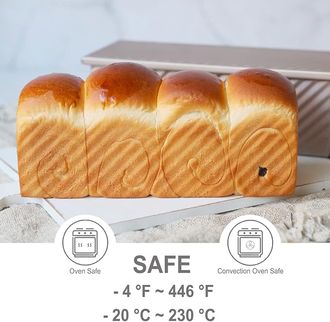 CHEFMADE Mini Pullman Loaf Pan with Lid, 0.66Lb Dough Capacity Non-Stick Rectangle Corrugated Toast Box for Oven Baking 2.8" x 8.3"x 2.7"(Champagne Gold)