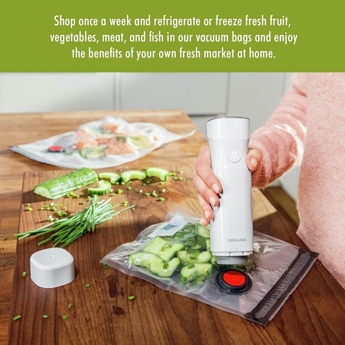 ZWILLING Fresh & Save 10-pc Vacuum Sealer Bags, Sous Vide Bags, Meal Prep - Assorted Sizes | Reusable, Airtight Bags for Sous Vide, Marinating & Meal Prep. Freezer & Microwave safe.